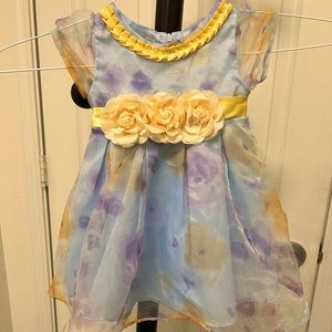 Nannette Baby Dress Blue and Gold Size 12 months